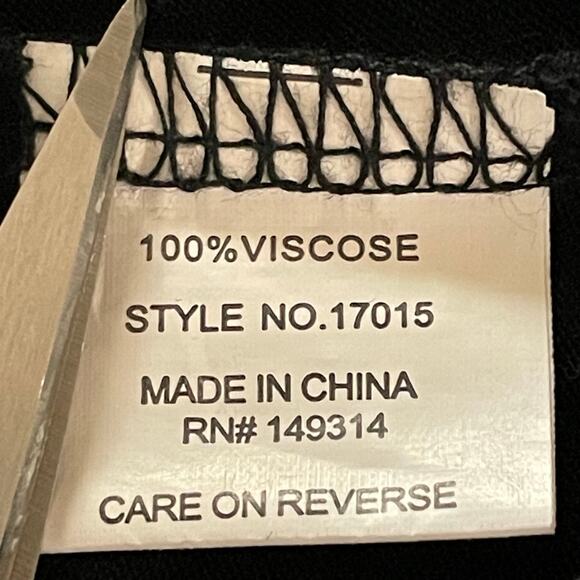 Catina Black Tunic Blouse Blue Geometric Embroidery Tassel Tie Ruffled MED Boho - Picture 9 of 10